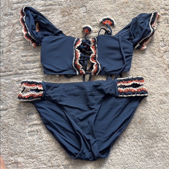 NWOT BECCA Rebecca Virtue Medina Cold-Shoulder Split-tab Bikini Swimsuit‎ Small - Picture 5 of 9